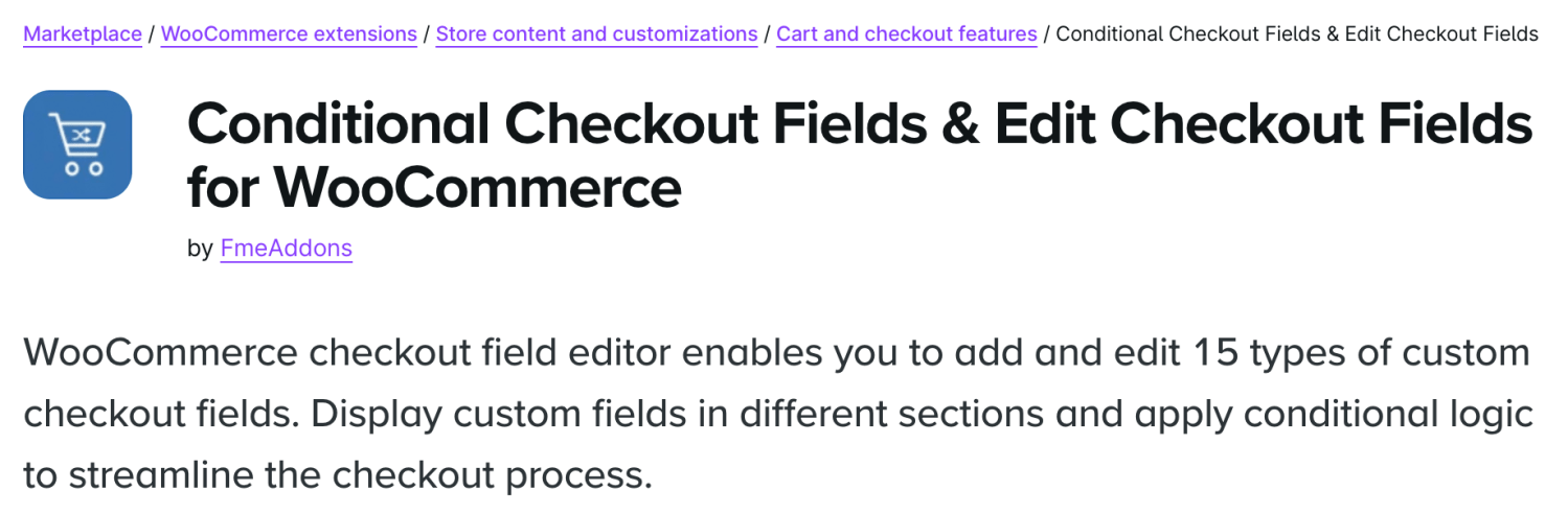 Conditional Checkout Fields & Edit Checkout Fields for WooCommerce.
