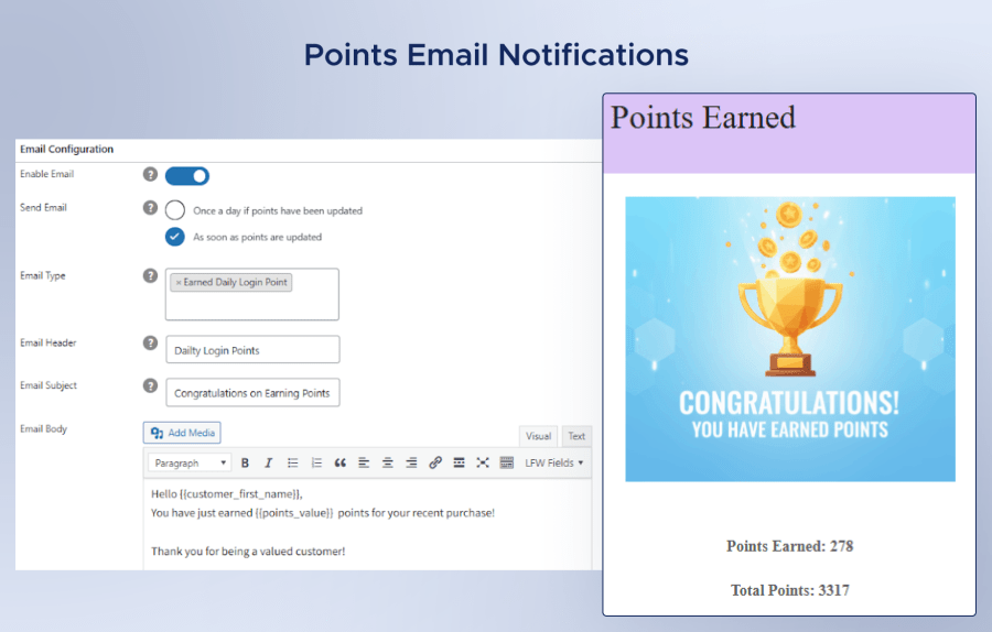 Points Email Notifications