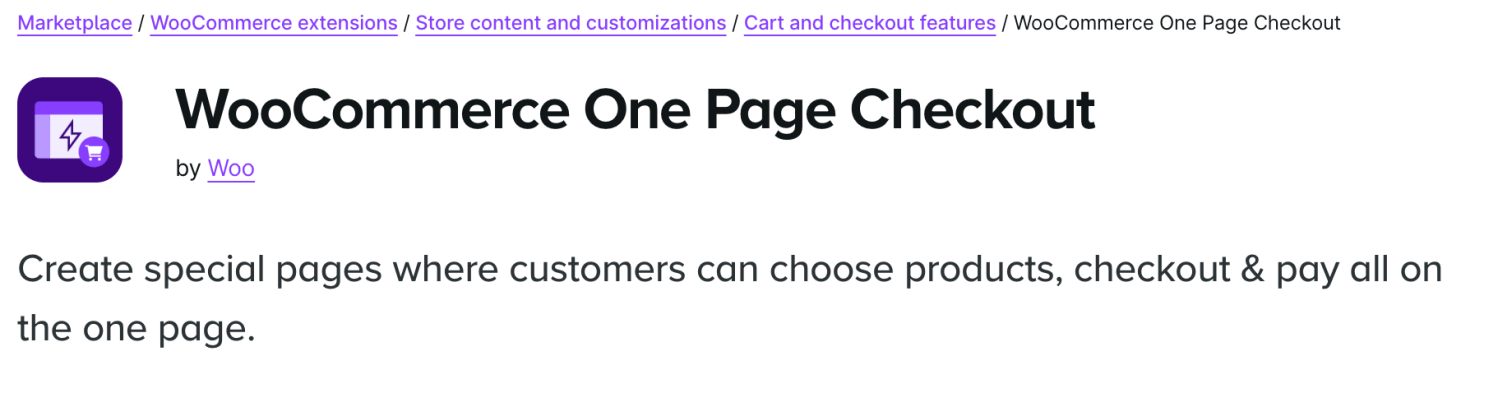 WooCommerce One Page Checkout product page