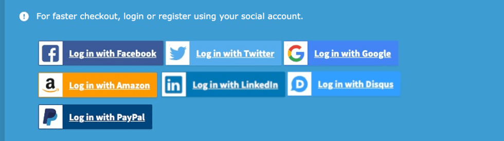 List of login tiles for social networks.